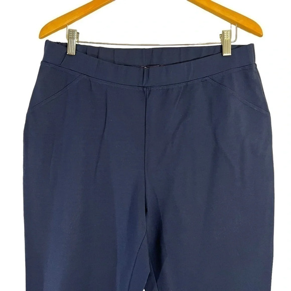 Roamans Blue Stretch Pants Plus Size 18W Pull On Casual Comfort Solid Pattern - Picture 3 of 5